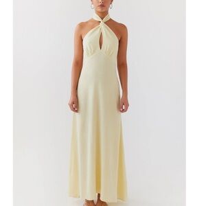 Peppermayo Yellow Halter Maxi Dress